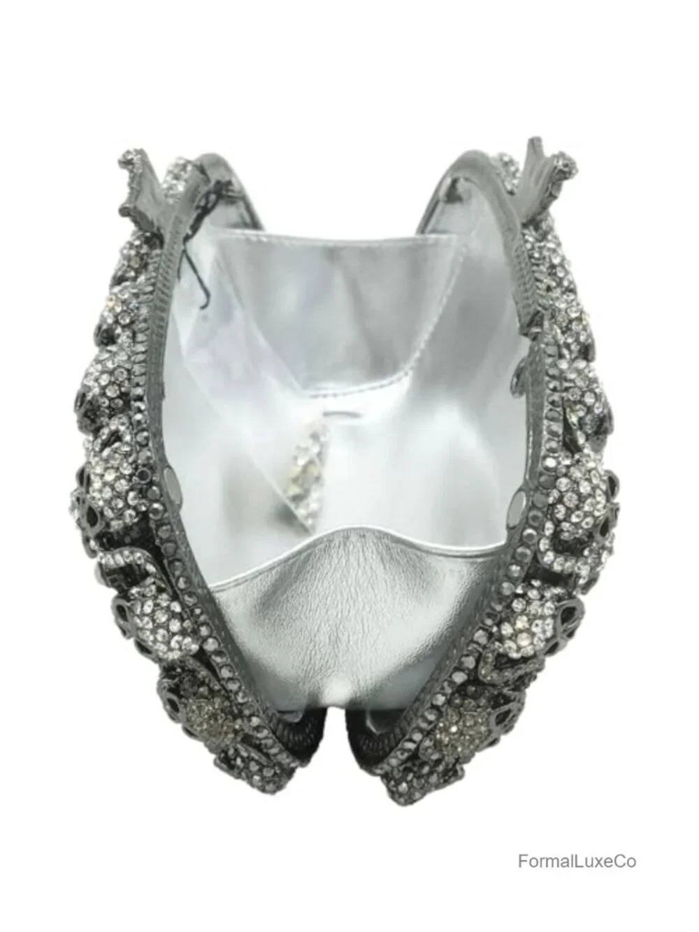 Glitter Skulls Rhinestone Clutch Evening Bag with Chain